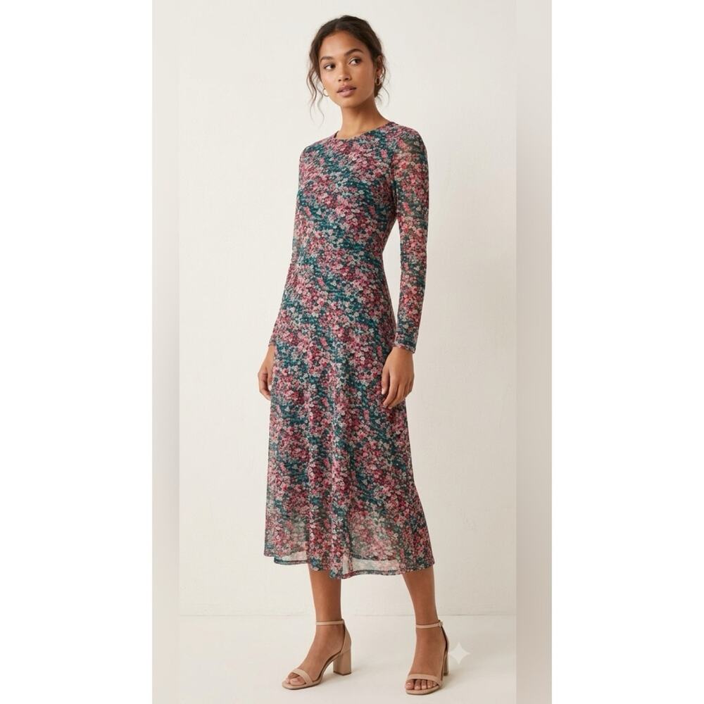 Eva Franco Anthropologie Fiona Ditsy Floral Mesh Midi Dress XL